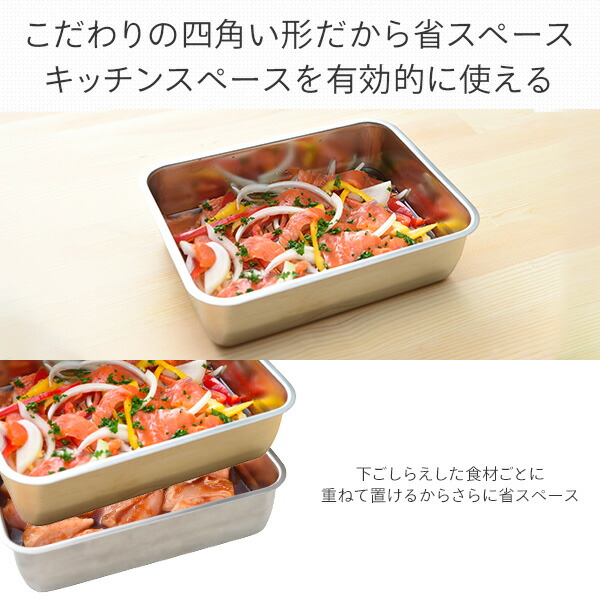 アーネスト お料理はかどる蓋付き角バット 1/2サイズ 角型