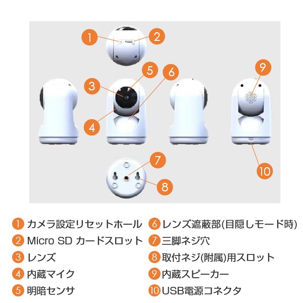 カメラ 防犯カメラ 見守りカメラ Watch＆Talk スマホ連動 赤外線