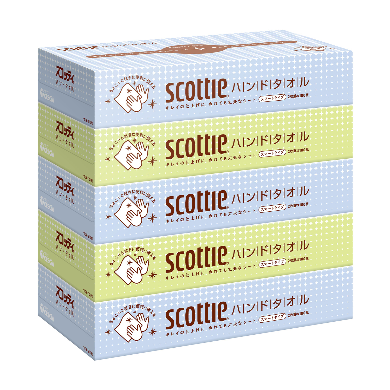 スコッティ（scottie） ハンドタオル スマートタイプ 200枚(100組) 5箱
