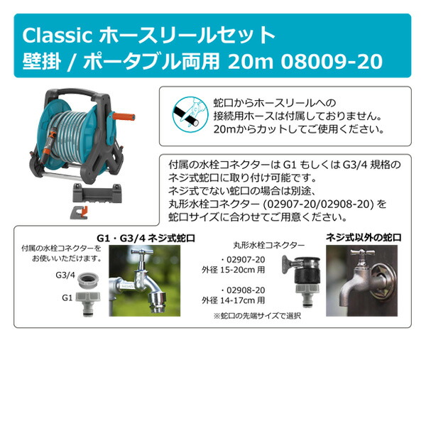 ホースリールセット 壁掛/ポータブル両用 20mホース 8009-20 966610001