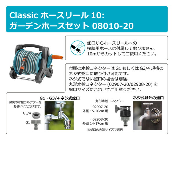Classic ホースリール10:ガーデンホースセット ホースリールと10