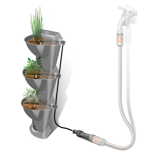 GARDENA 節水型ドリップ式散水システムセット 縦型コーナープランター