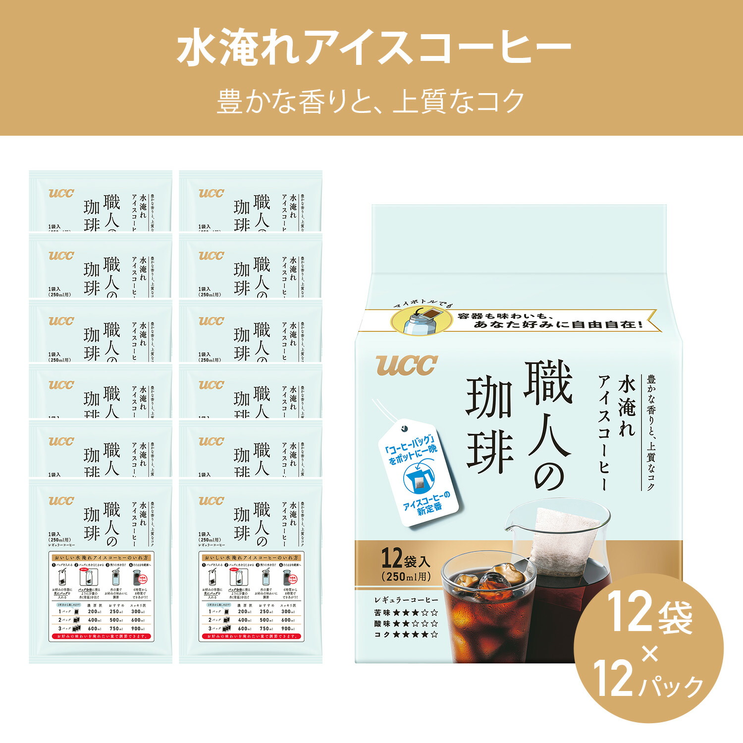 水出し珈琲 レギュラーコーヒー 18個入り12袋 UCC 職人の珈琲 コーヒーバッグ 水淹れアイスコーヒー 12袋×12パック