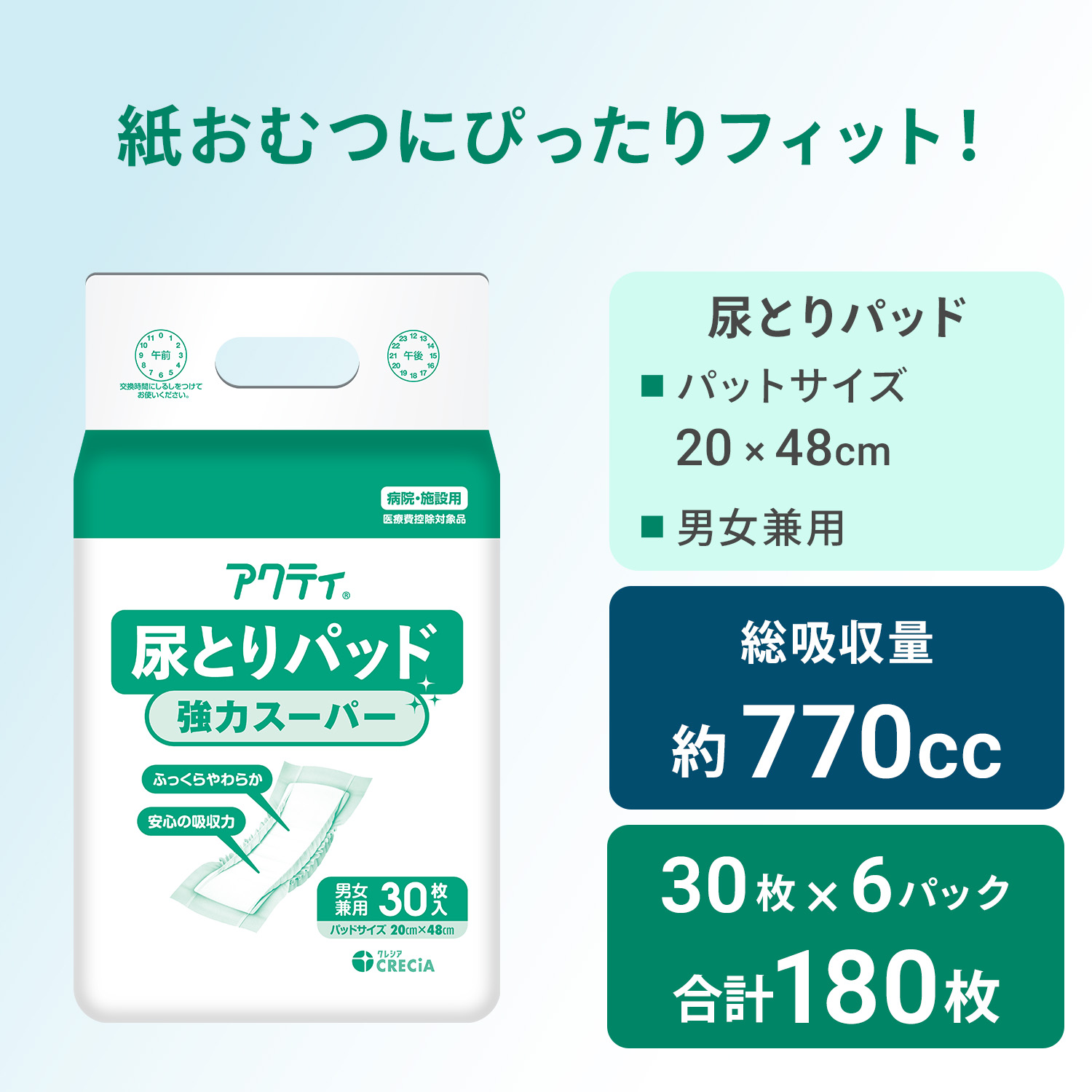 アクティ 尿とりパッド 強力スーパー 総吸収量 約770cc 30枚×6パック