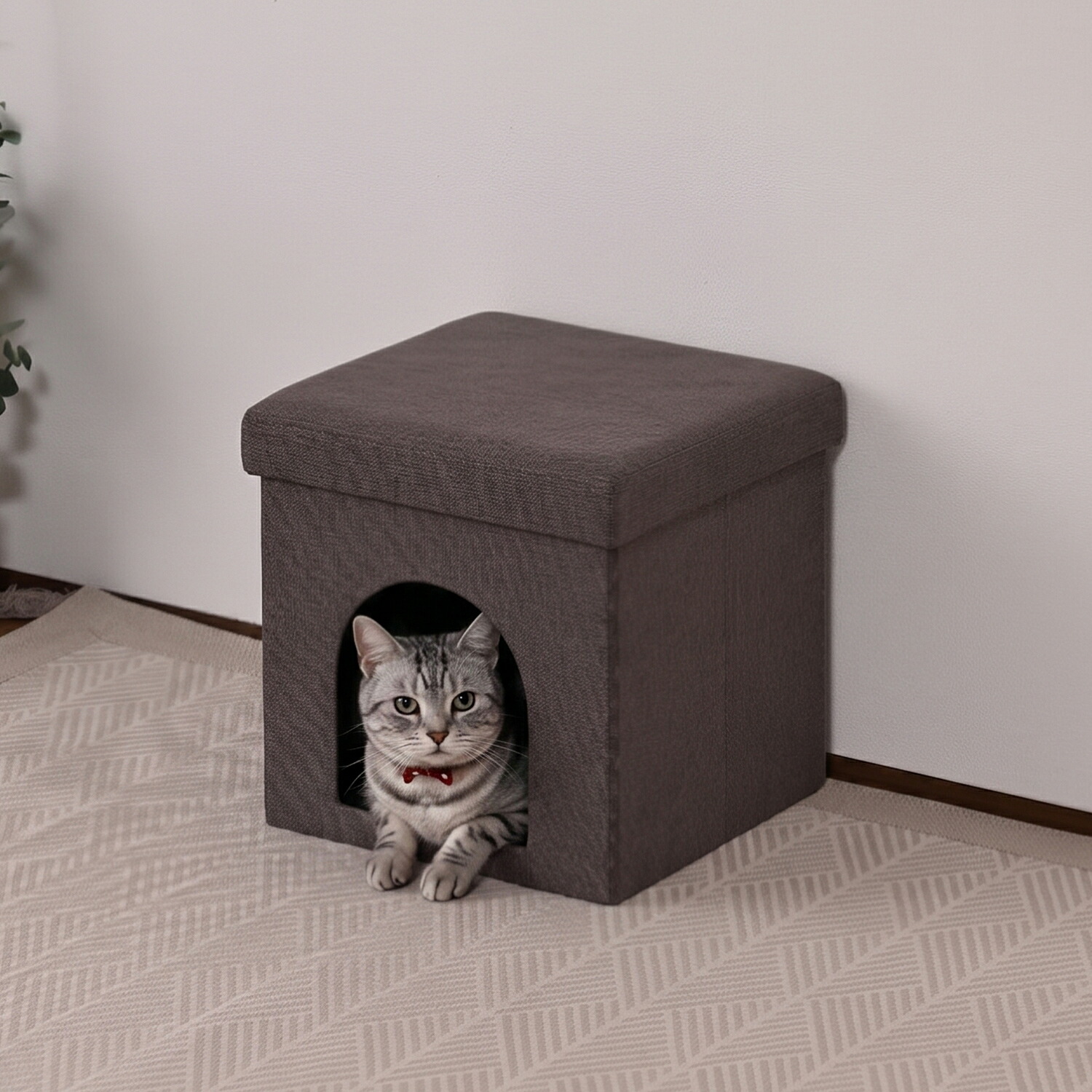 山善（YAMAZEN） ペットハウス 収納スツール キャットハウス 幅38 奥行