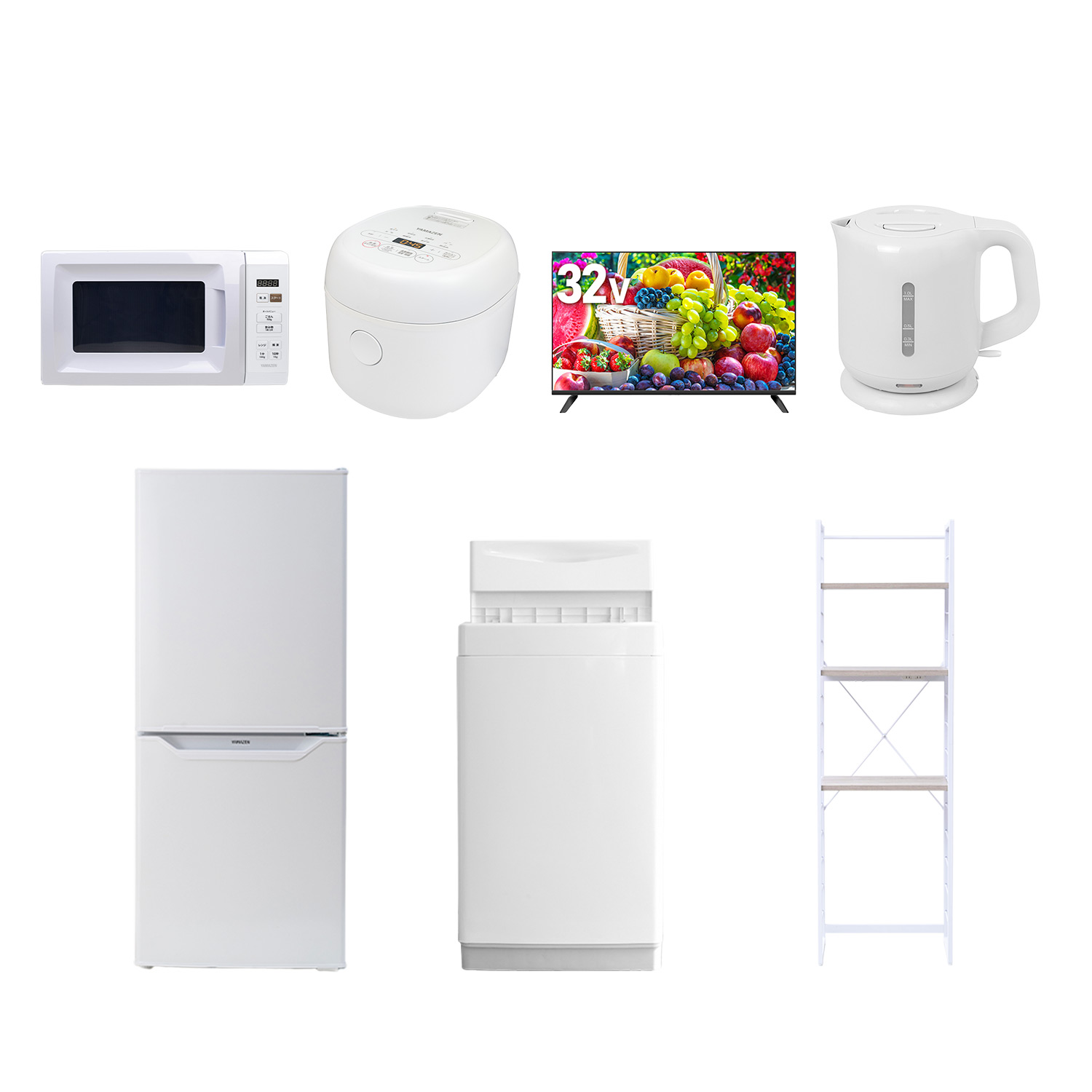 家電一式 冷蔵庫&電子レンジ&炊飯器&トースター&電気ケトル&洗濯機