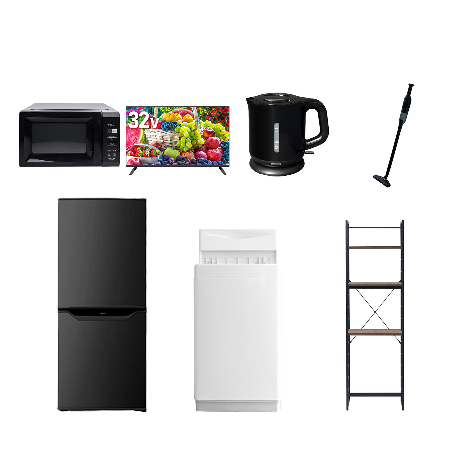 新生活家電セット 7点セット 一人暮らし (6kg洗濯機 106L冷蔵庫 電子