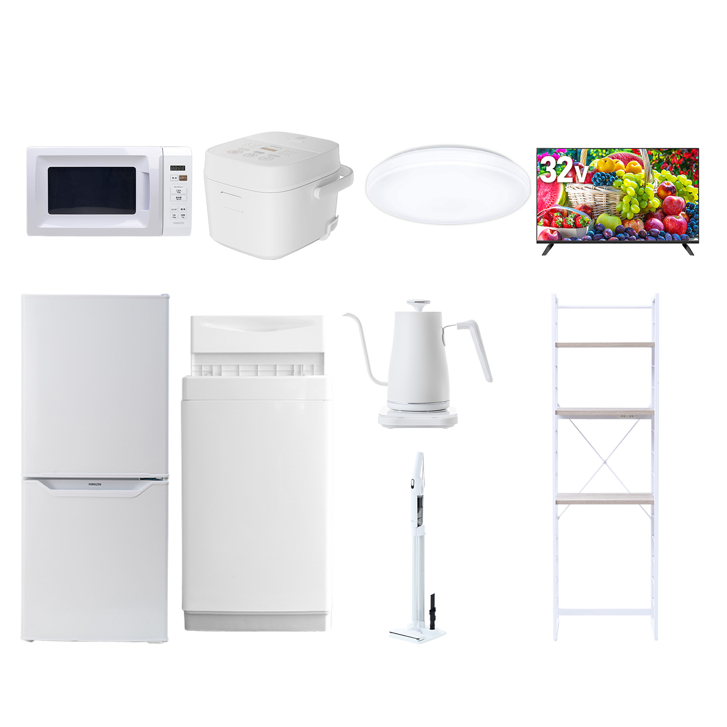 山善（YAMAZEN） 家電セット 一人暮らし 9点セット 冷蔵庫 106L 洗濯機