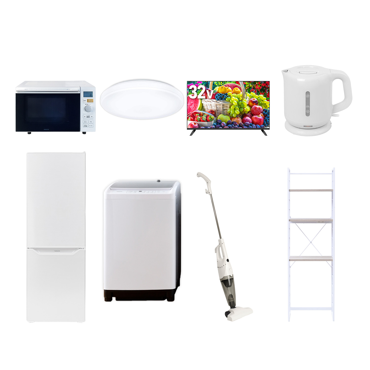 山善（YAMAZEN） 新生活家電セット 8点セット 一人暮らし (6kg洗濯機