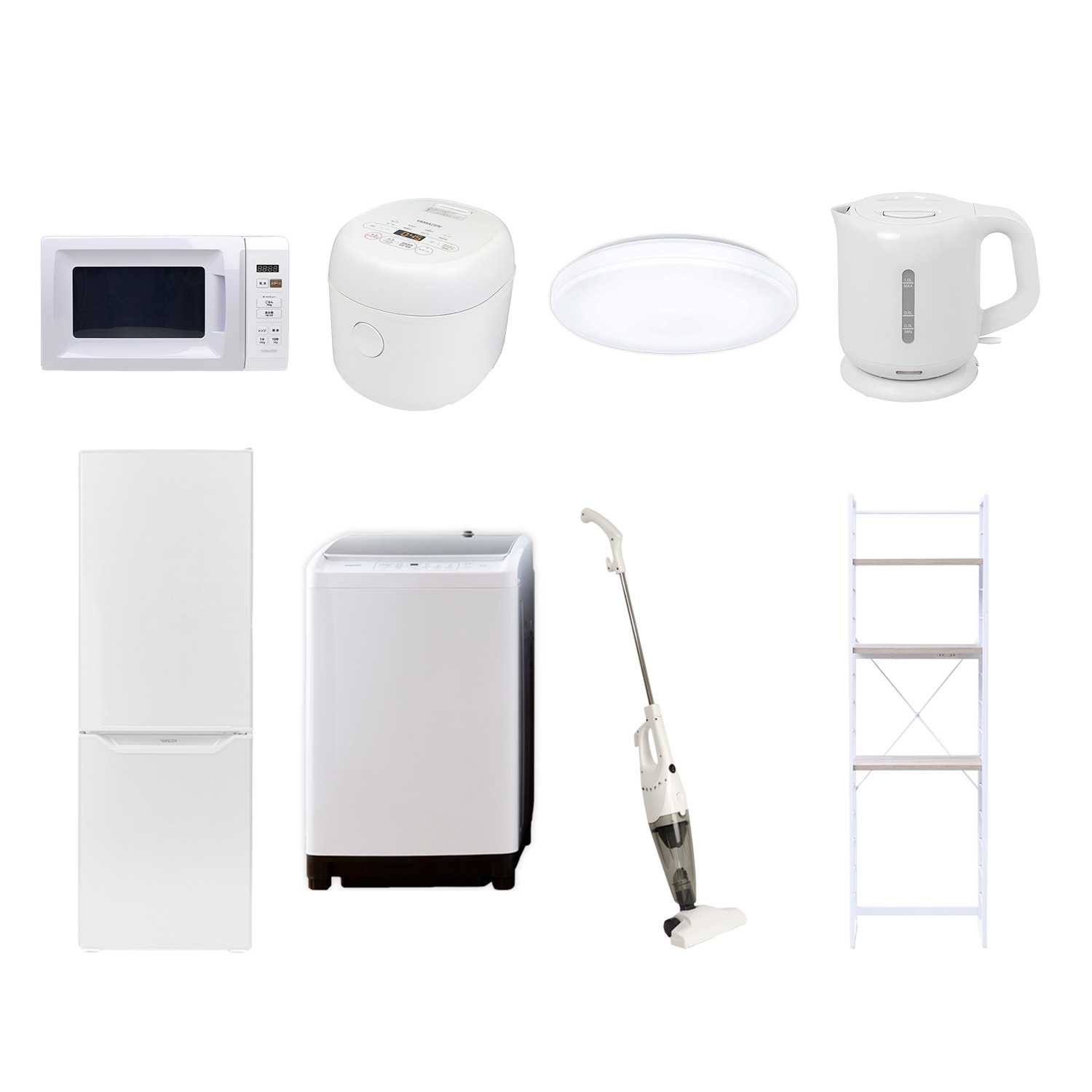 山善（YAMAZEN） 新生活家電セット 8点セット 一人暮らし (8kg洗濯機