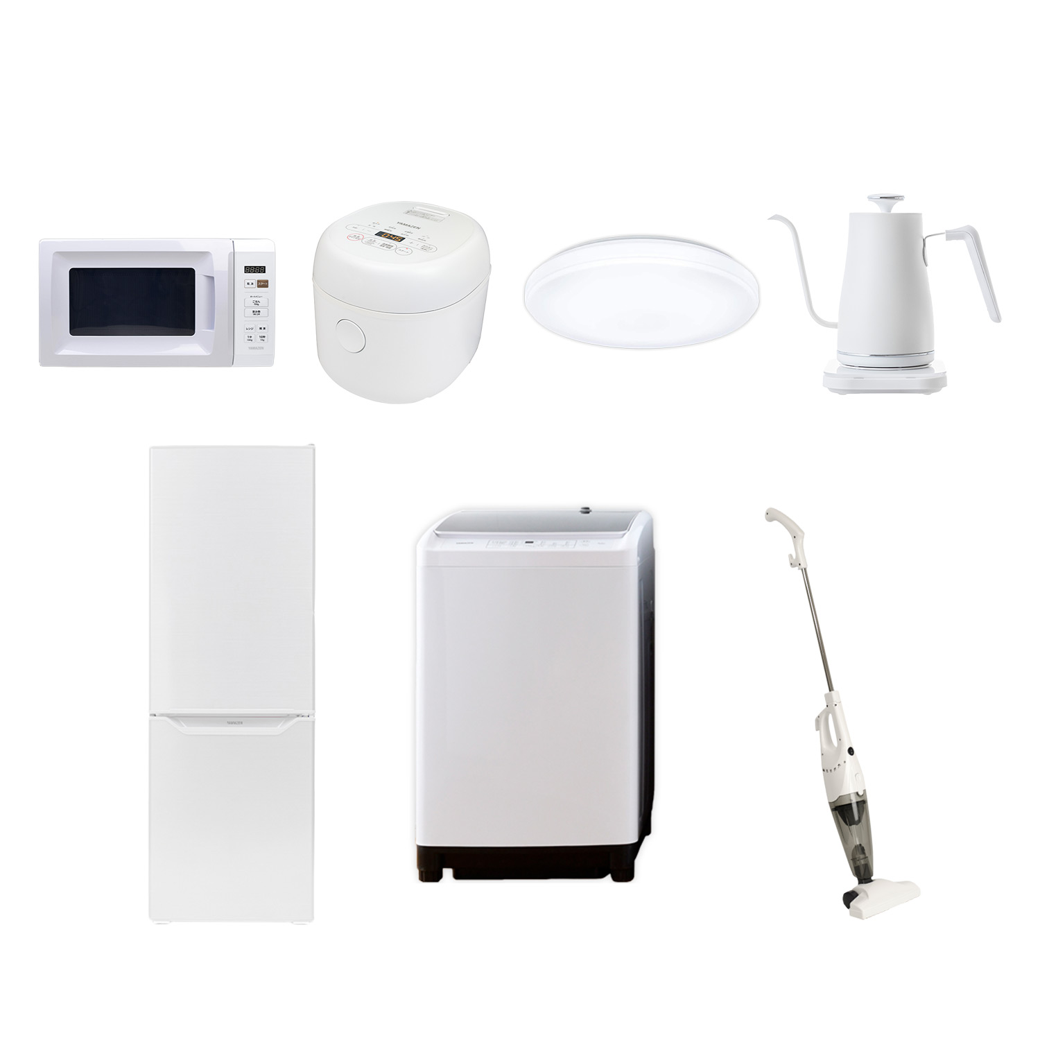 家電セット 一人暮らし 新生活 家電セット 7点セット 洗濯機 冷蔵庫 電子レンジ  炊飯器 シーリングライト  電気ケトル 掃除機 | 山善 | 01