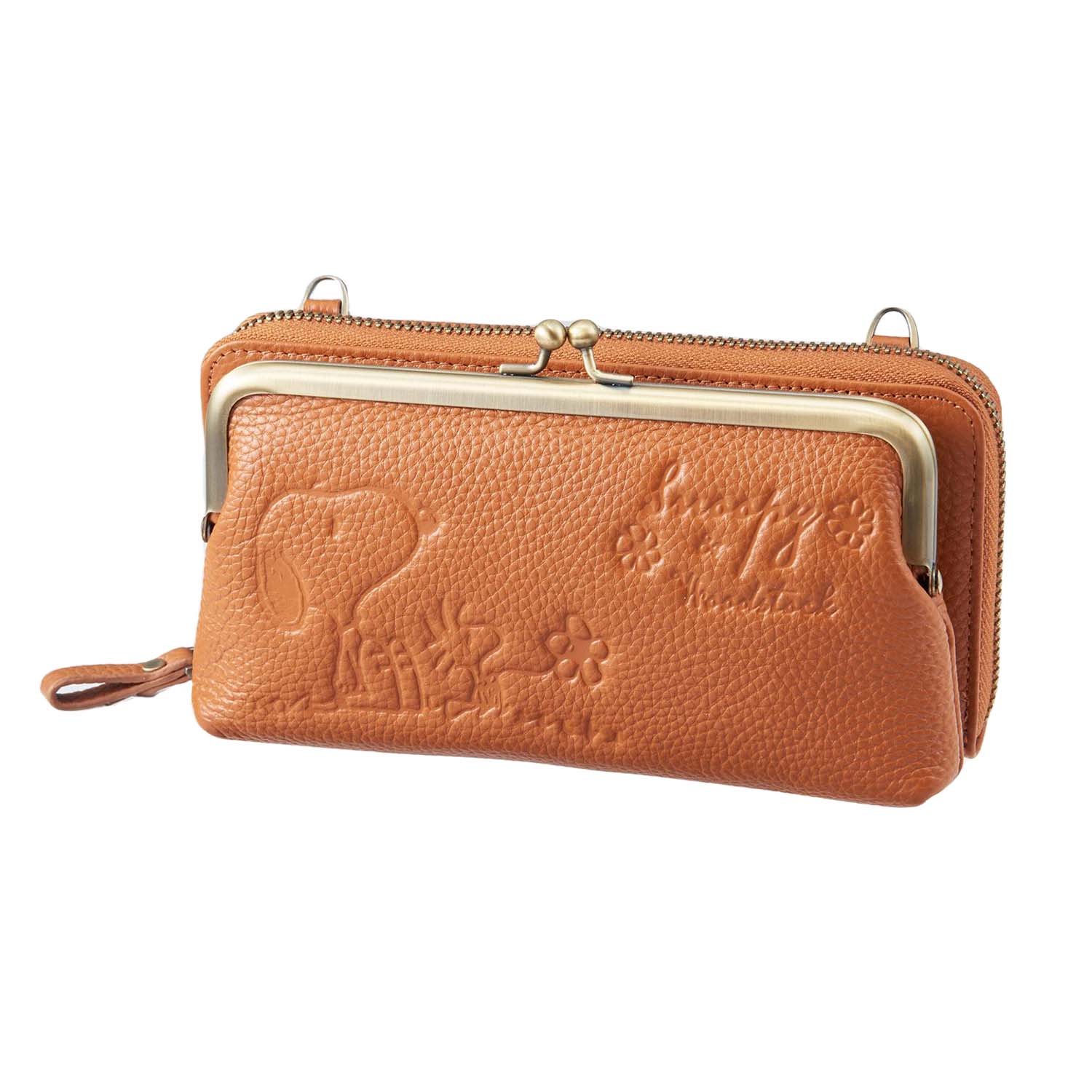 スヌーピー 本革 がま口ポシェット スマホケース お財布 SNP009 本牛革