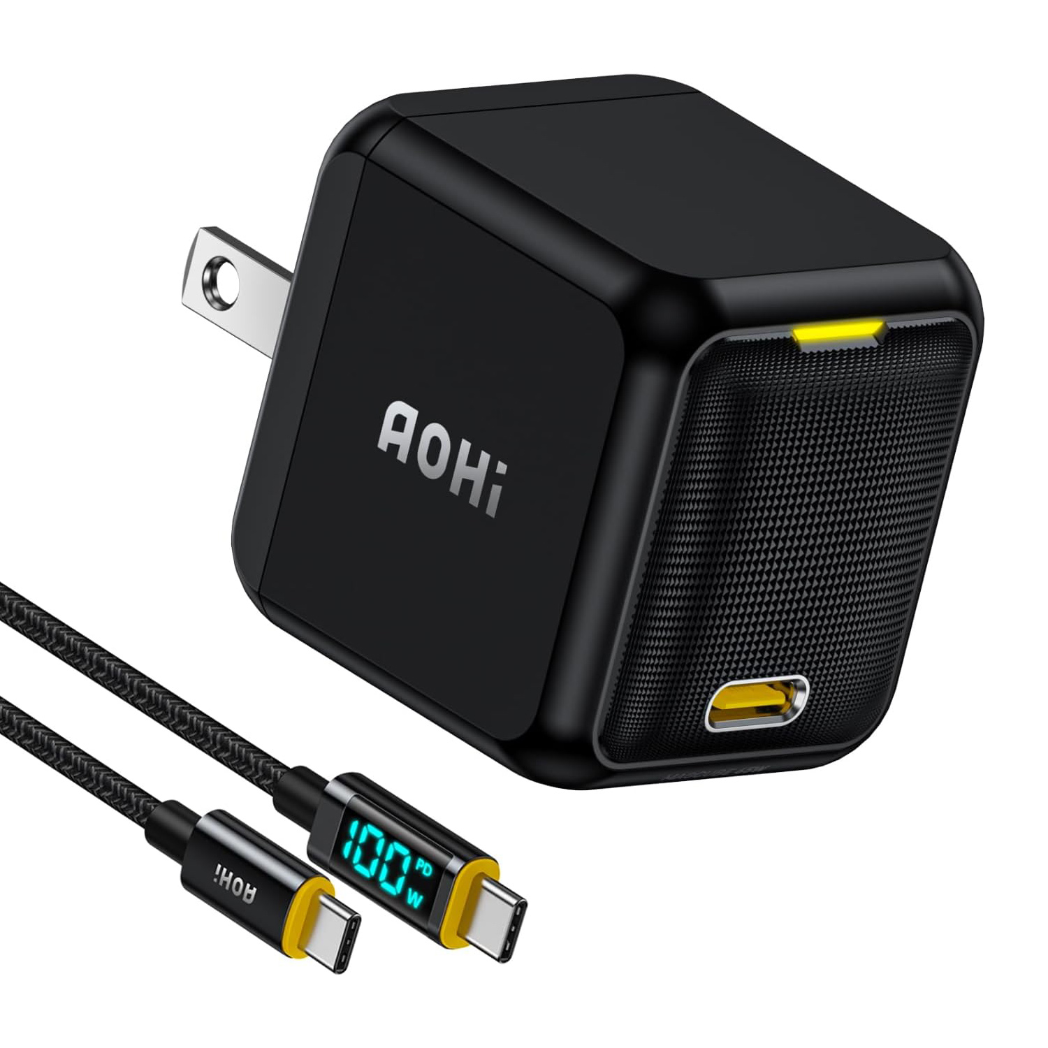 ミニ急速充電器 65W LEDディスプレイケーブル付き USB PD AC充電器