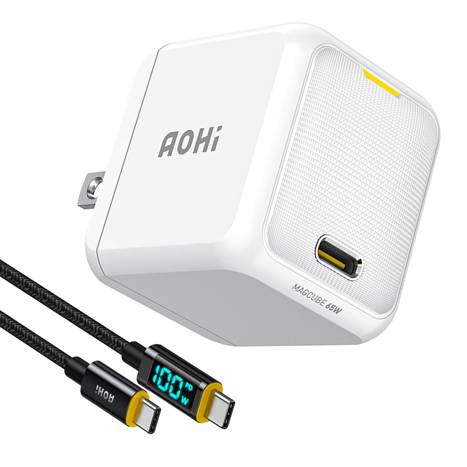 ミニ急速充電器 65W LEDディスプレイケーブル付き USB PD AC充電器