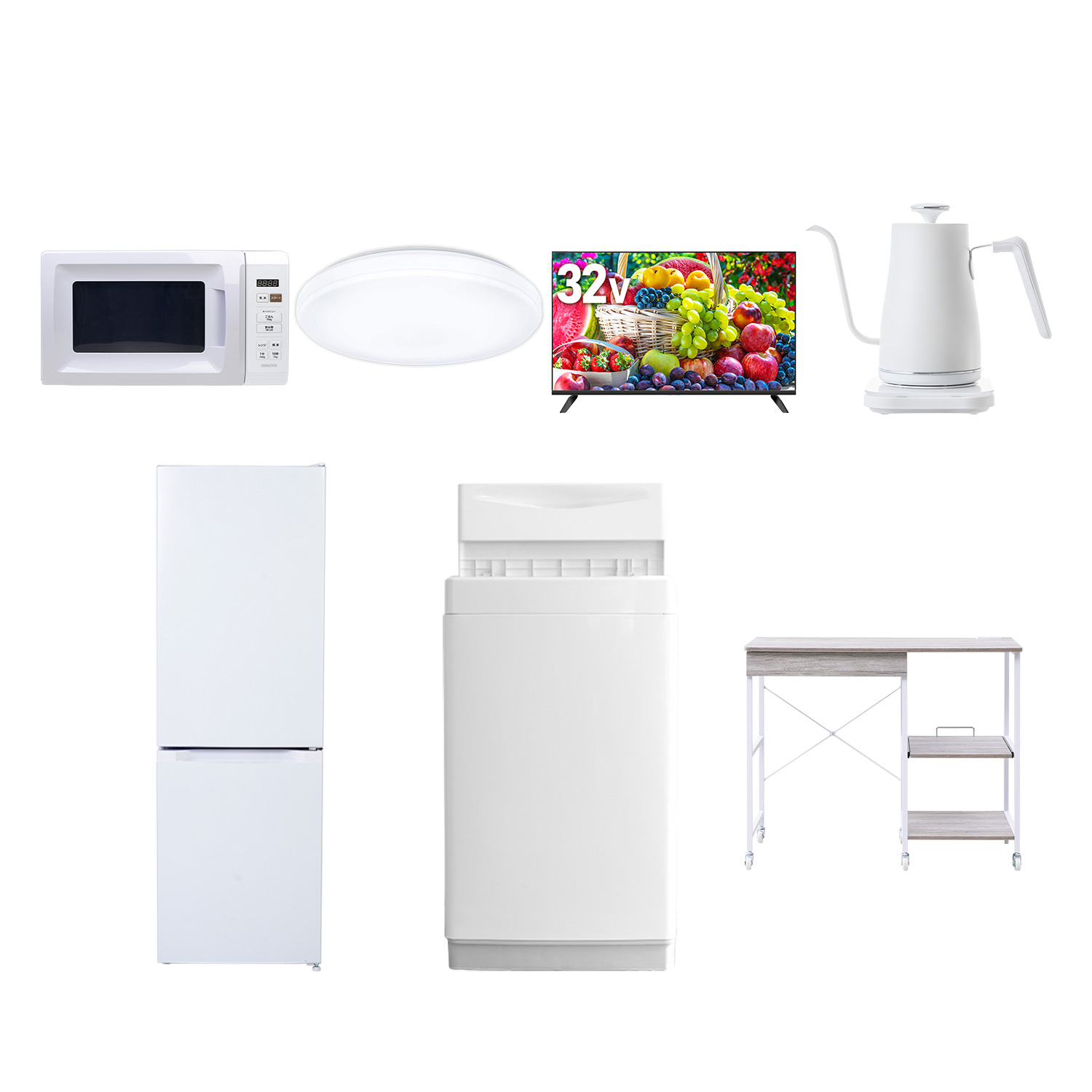 山善 新生活家電セット 7点セット 一人暮らし (6kg洗濯機 157L冷蔵庫