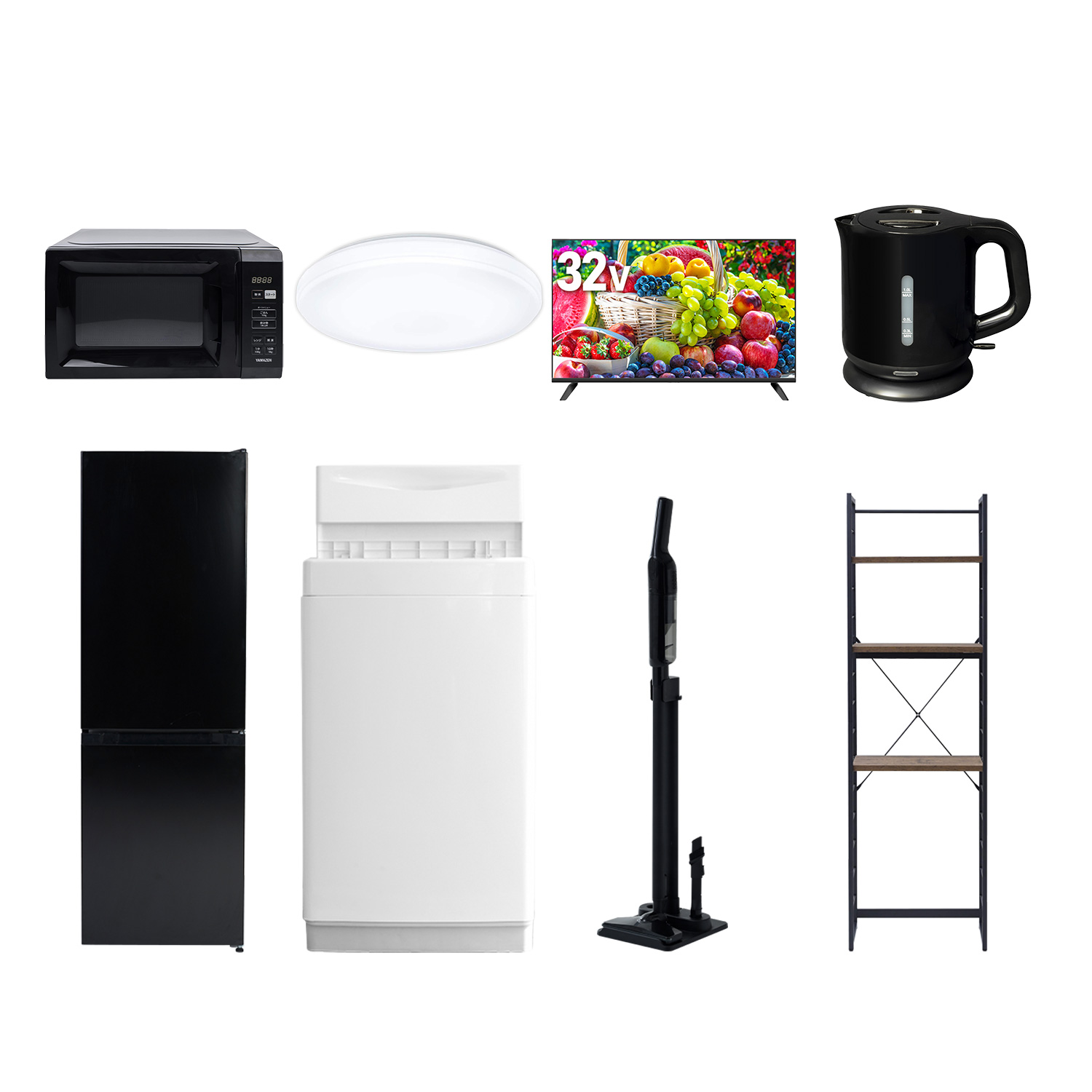 山善（YAMAZEN） 家電セット 一人暮らし 8点セット 冷蔵庫 157L 洗濯機