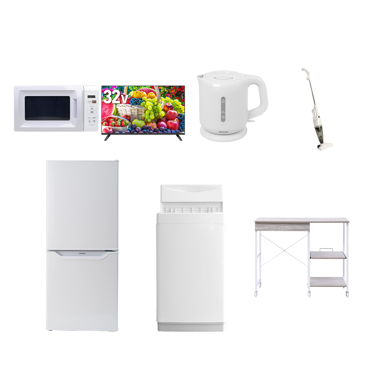 山善 新生活家電セット 7点セット 一人暮らし (6kg洗濯機 106L冷蔵庫