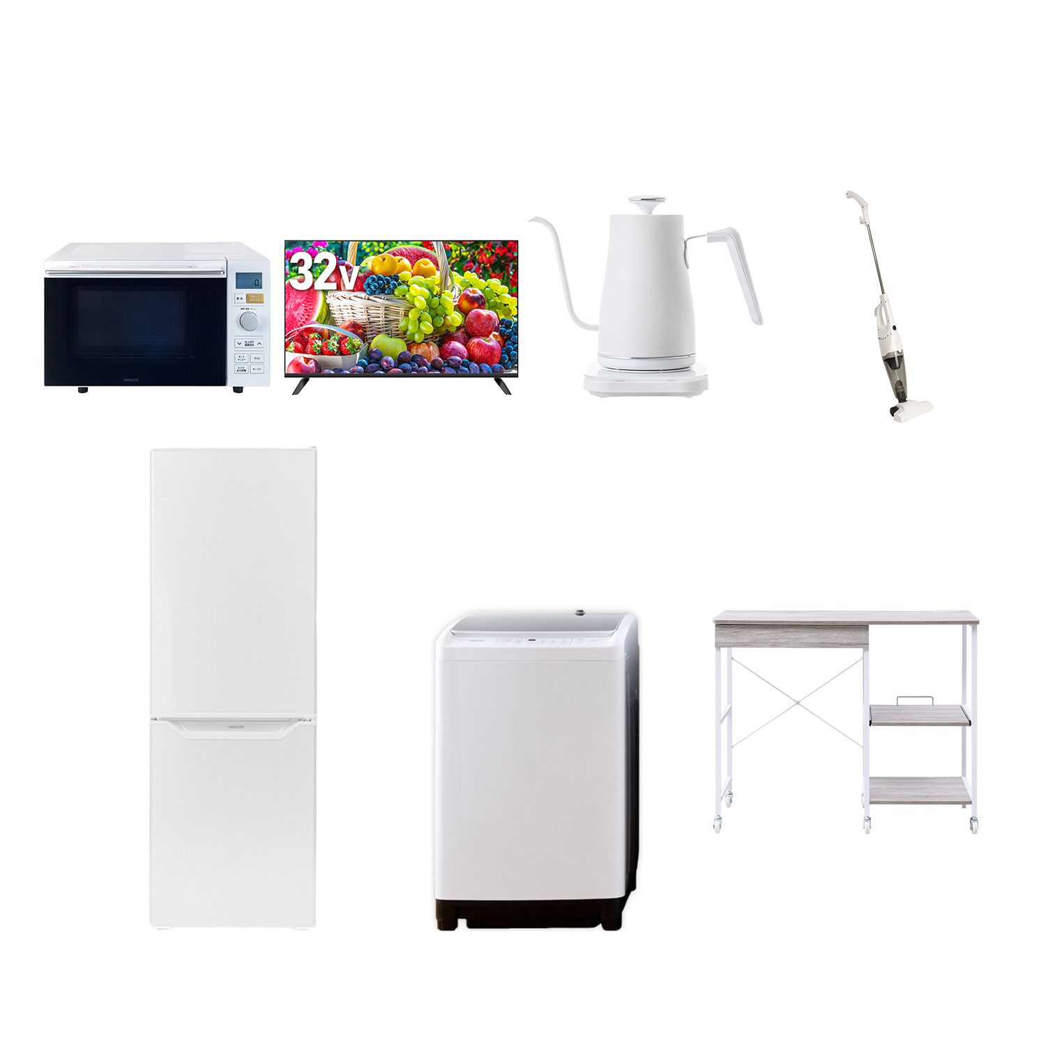 山善（YAMAZEN） 新生活家電セット 7点セット 一人暮らし (8kg洗濯機 