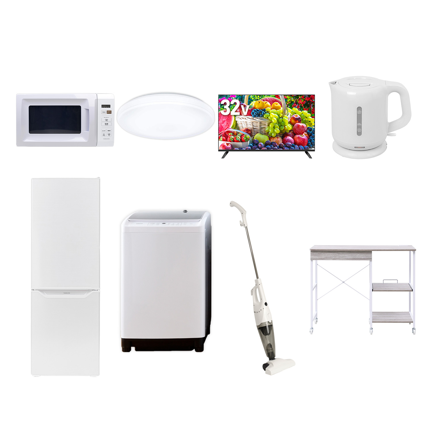 山善（YAMAZEN） 新生活家電セット 8点セット 一人暮らし (8kg洗濯機 
