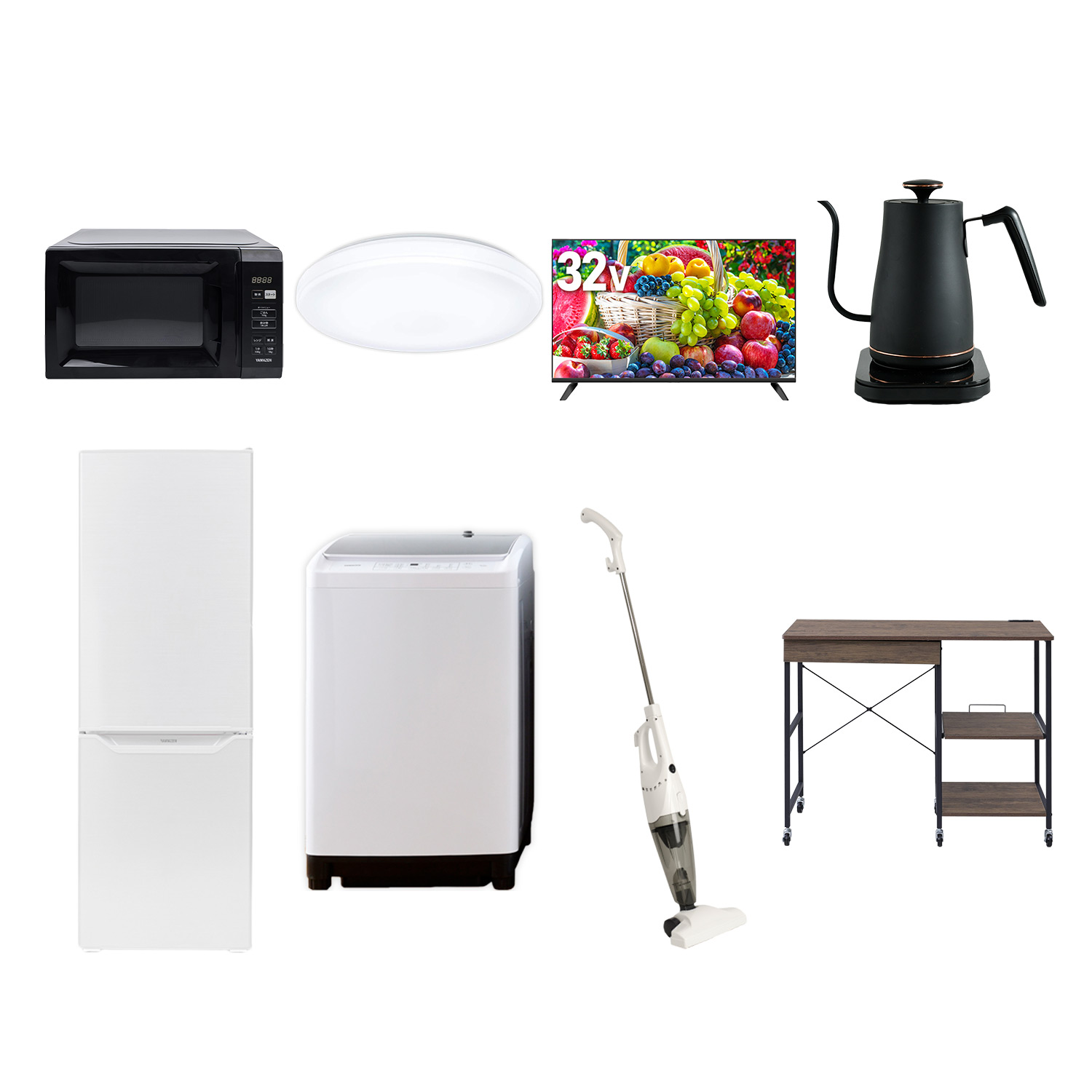 山善（YAMAZEN） 新生活家電セット 8点セット 一人暮らし (8kg洗濯機 