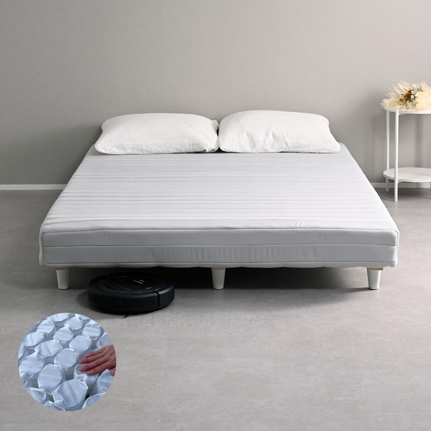 ベッド 脚付きマットレス ダブル 組み立て簡単 ポケットコイル 660個 一体型 幅140 奥行195 高さ36cm マットレス 山善 | 山善 | 03