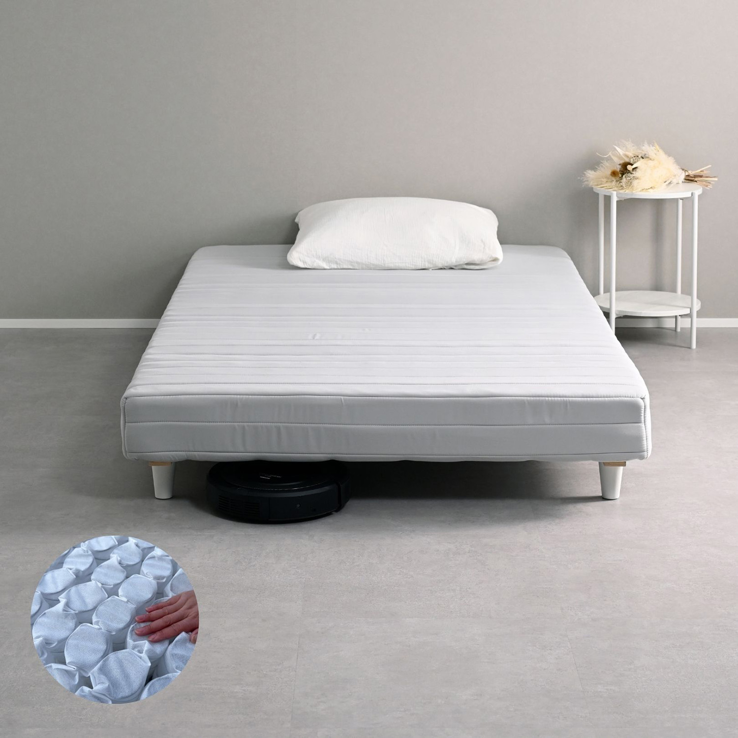 ベッド 脚付きマットレス セミダブル 組み立て簡単 ポケットコイル 570個 一体型 幅140 奥行195 高さ36cm マットレス 山善 | 山善 | 03