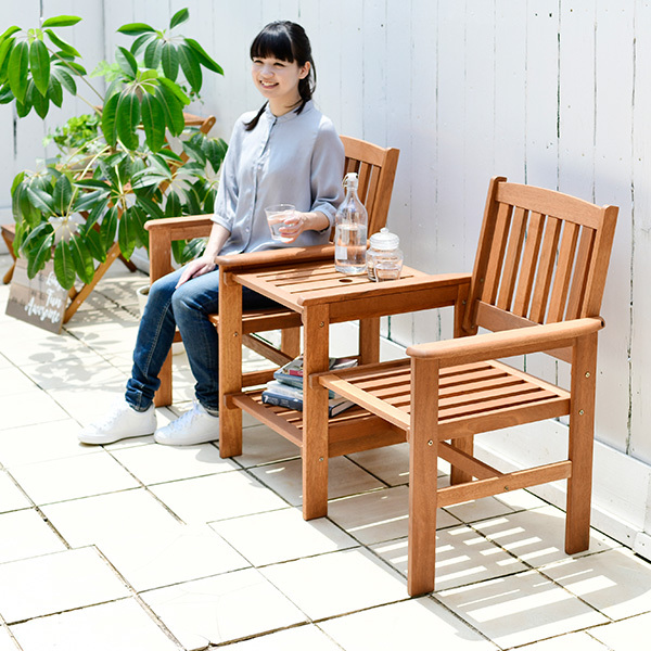 ガーデンテーブルセット ガーデンテーブル ガーデンチェア ラブチェアガーデンセット 山善 ガーデンファニチャー 木製 おしゃれ MFC-672