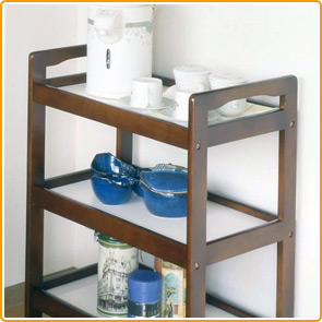 山善（YAMAZEN） ワゴンキッチンワゴン 木製 3段 キャスター付き