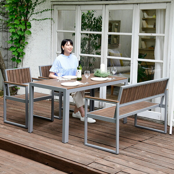 NEW格安送料無料 アルミ ガーデンチェア ガーデンテーブル 4点セット 青 ガーデンセット アルミ製 ガーデンテーブル&チェアー3脚 軽量 ガーデンファニチャー