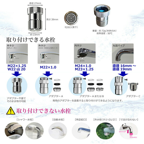 日本電興 洗浄力アップ＆節水 ナノバブル発生キット キッチン水栓用 ND