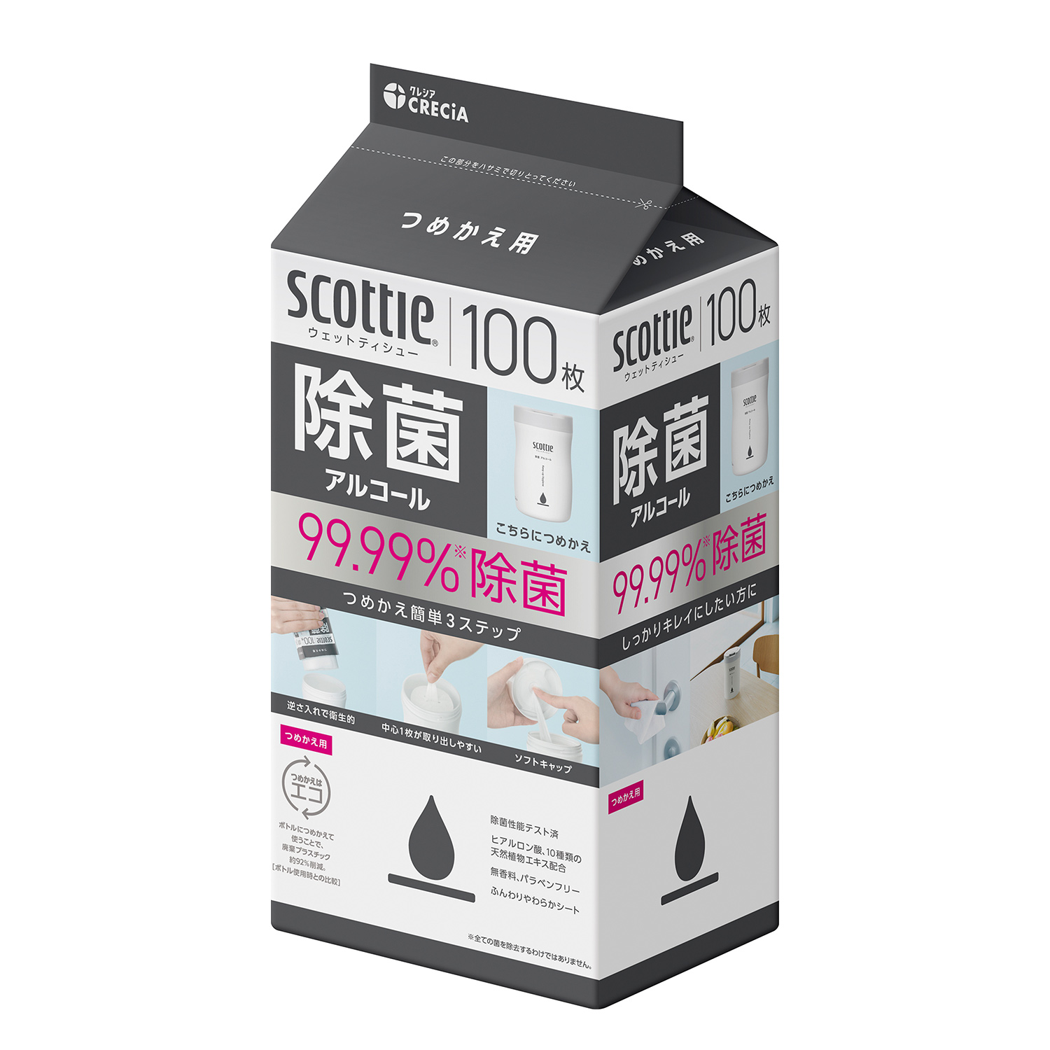 スコッティ ウェットティッシュ 除菌 アルコール つめかえ用 100