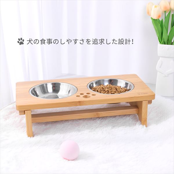 meme　国産ひのき　カウンターチェアー　ペット用食器台　セット 竹製ペット食器台セットS 良木工房YOSHIKI YK-PF1 食器台 餌台 フード