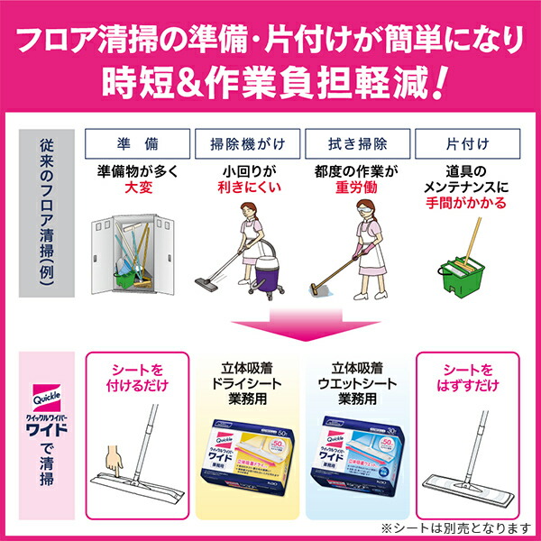 Kao クイックルワイパー ワイド ロング 本体 業務用 フロア