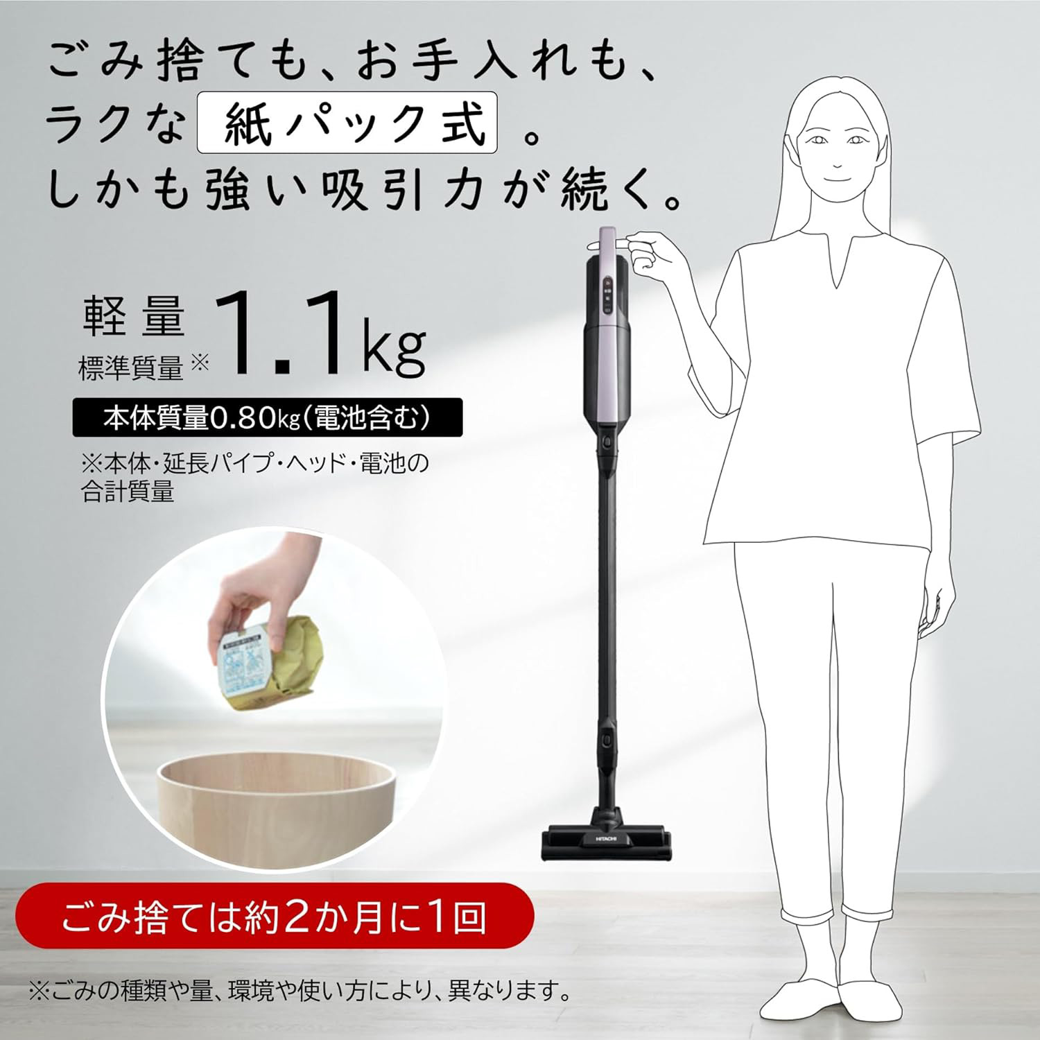日立（HITACHI） コードレススティッククリーナー PKV-BK3K 軽量1.1kg