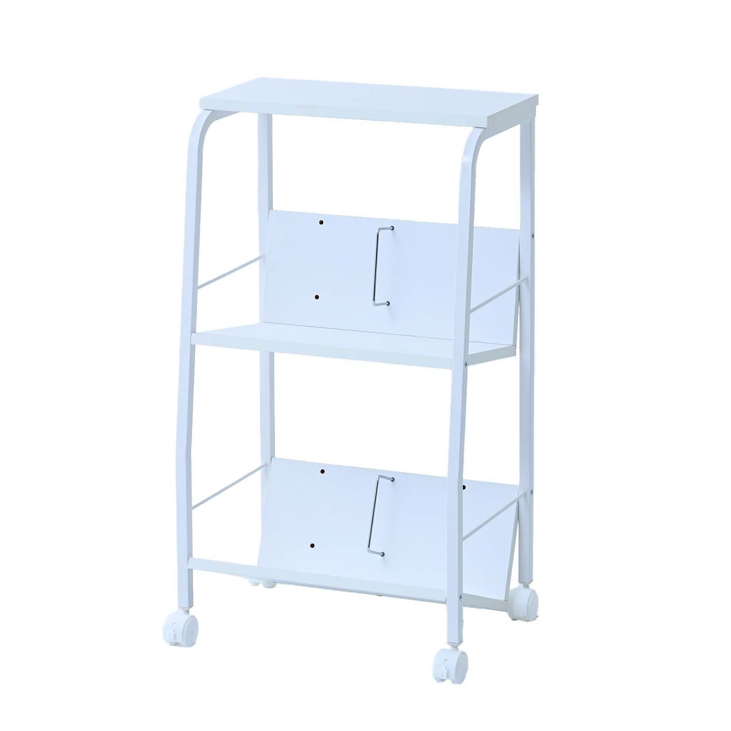 山善（YAMAZEN） ファイルワゴン サイドワゴン 2段 上棚付き