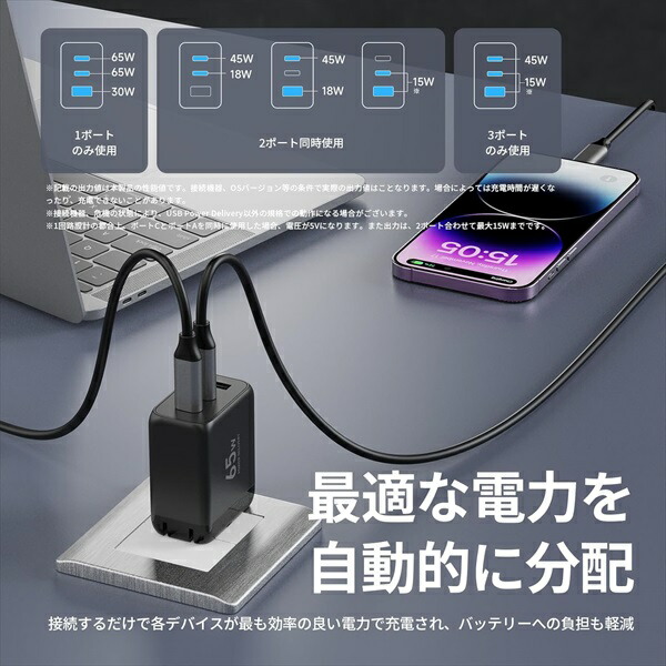 PD対応 アダプター 純正 充電器 65W 急速充電 安心 PSE認証品 AC
