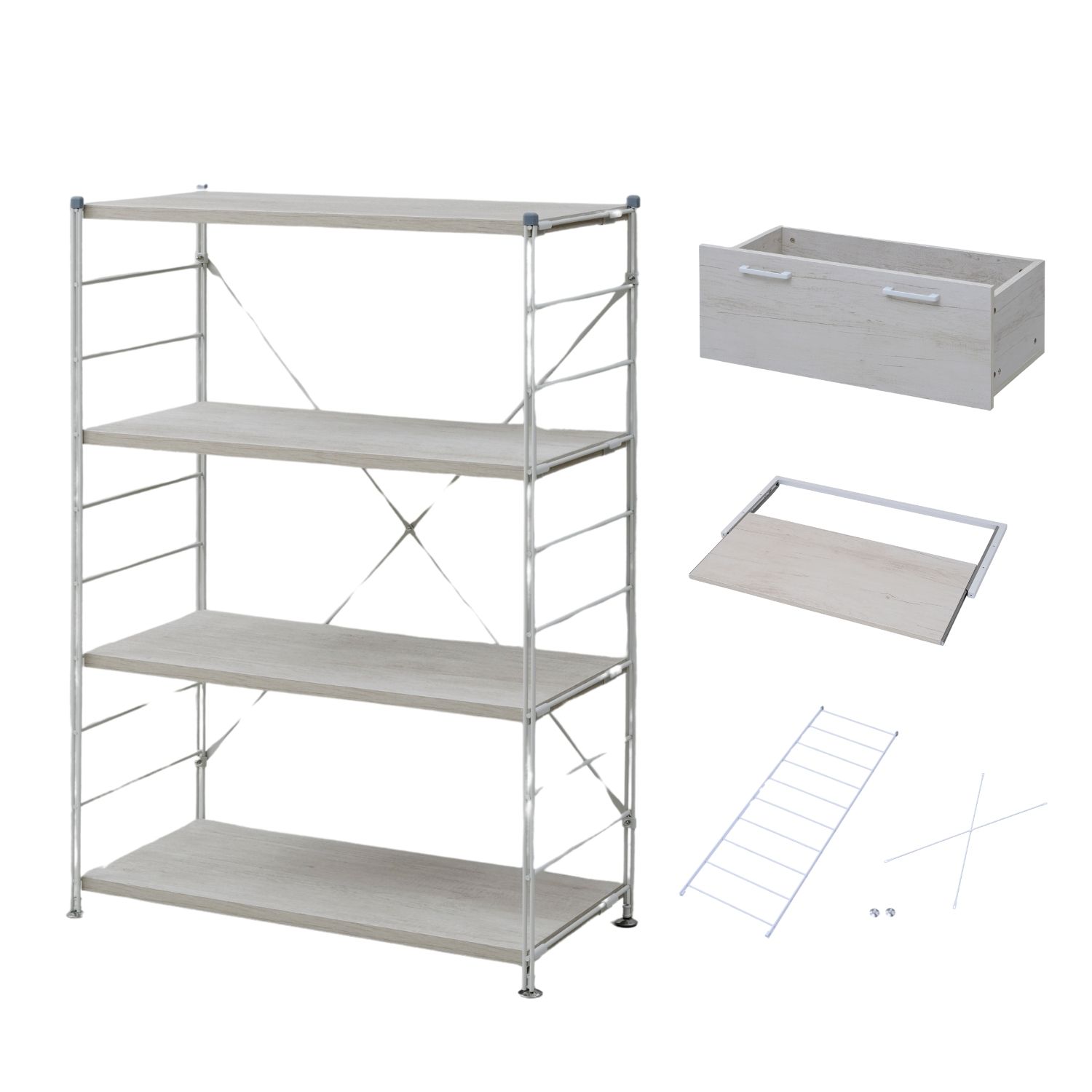 山善（YAMAZEN） ラック キッチンラック 木製棚板 4段 セット 幅85.5