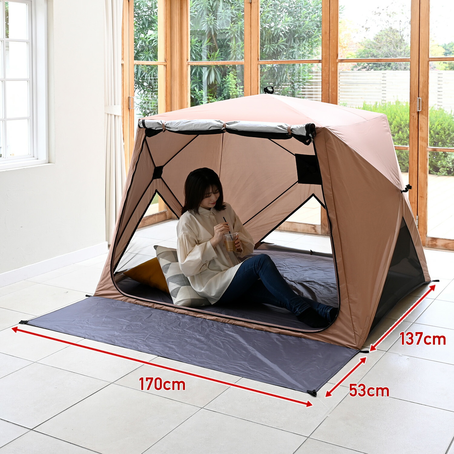 キャンプ用品 山善（YAMAZEN） 傘みたいに広げるだけ パッとサッとサンシェード