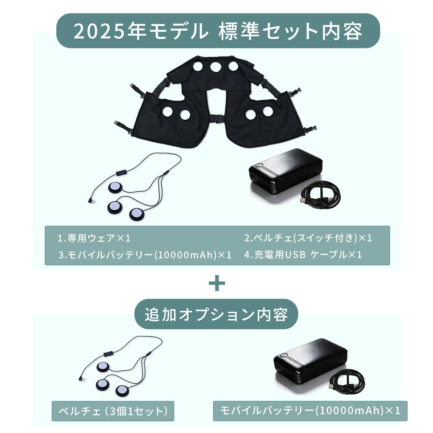 【新品未使用】山善 ペルチェベスト YPLT-3 バッテリー付　熱中症対策 山善（YAMAZEN） ペルチェベスト メッシュ YPLT-FM3 2025年 冷却モード