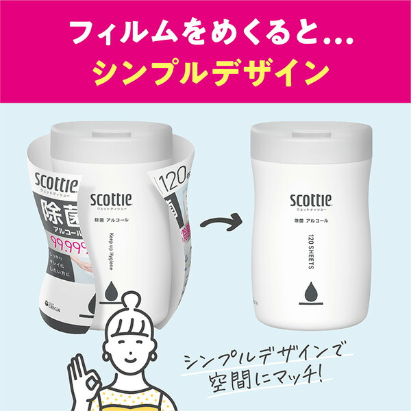 公式】スコッティ ウェットティッシュ 消毒 80枚×12本│クレシア