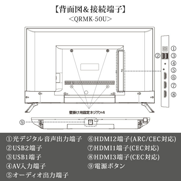 山善（YAMAZEN） モニター 50インチ 4K 3840×2160 VAパネル