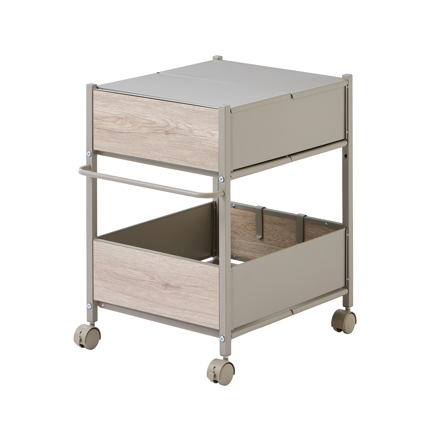 山善（YAMAZEN） 収納ラック 頑丈 木目パネル 収納ワゴン キャスター