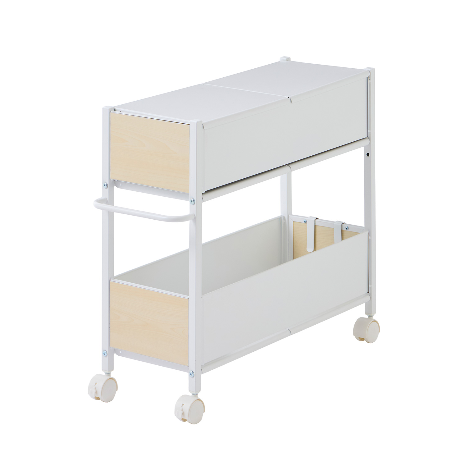 山善（YAMAZEN） 収納ラック 頑丈 木目パネル 収納ワゴン キャスター