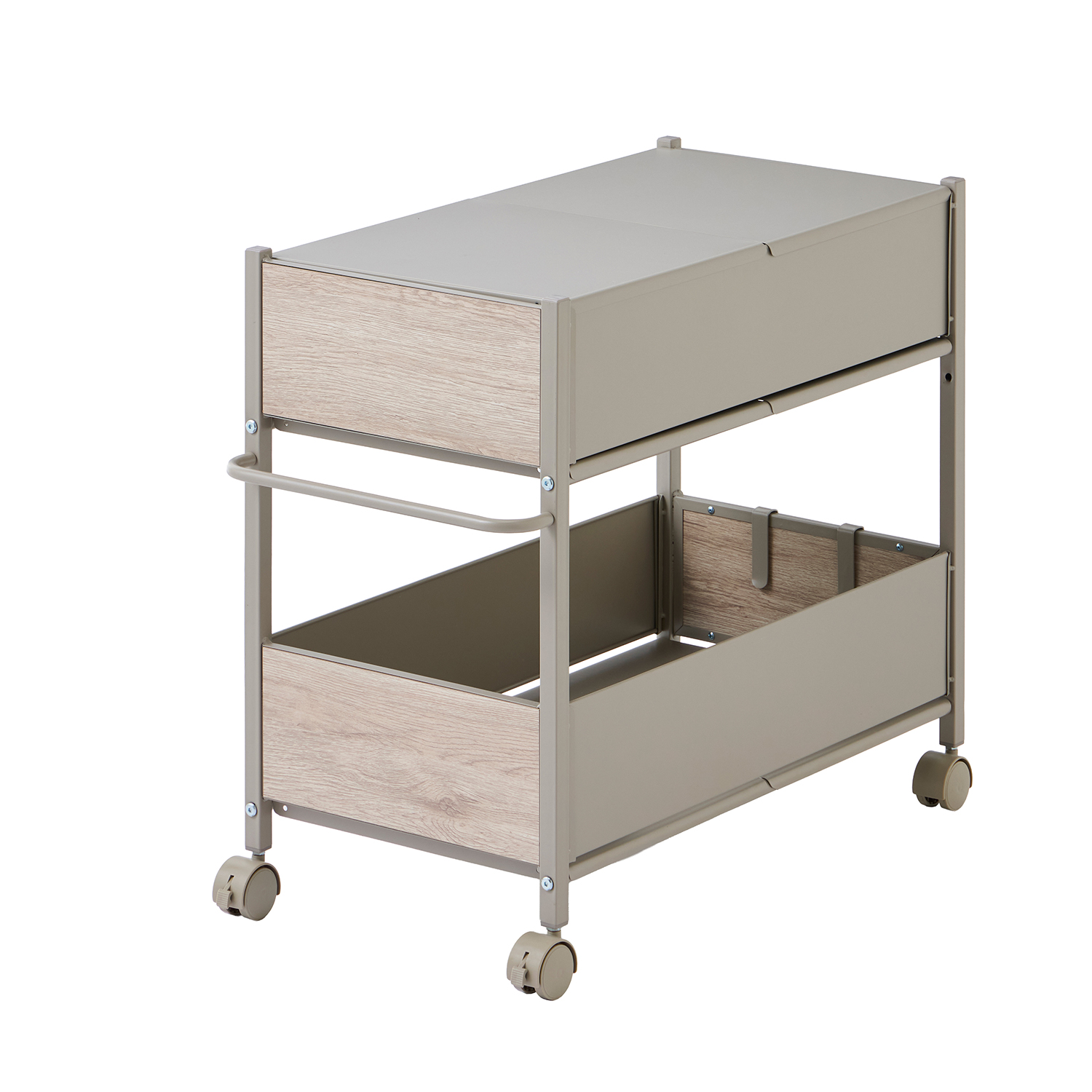 山善（YAMAZEN） 収納ラック 頑丈 木目パネル 収納ワゴン キャスター