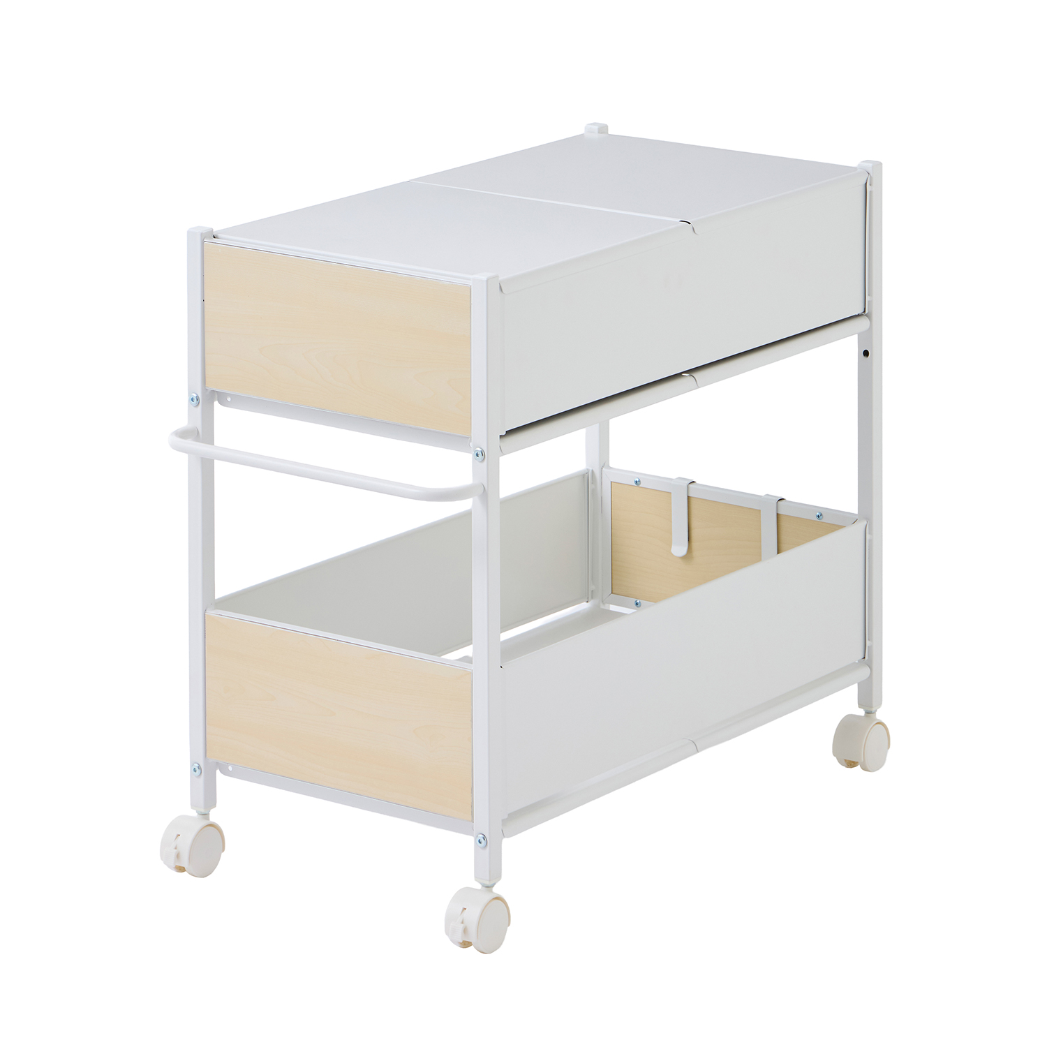 山善（YAMAZEN） 収納ラック 頑丈 木目パネル 収納ワゴン キャスター