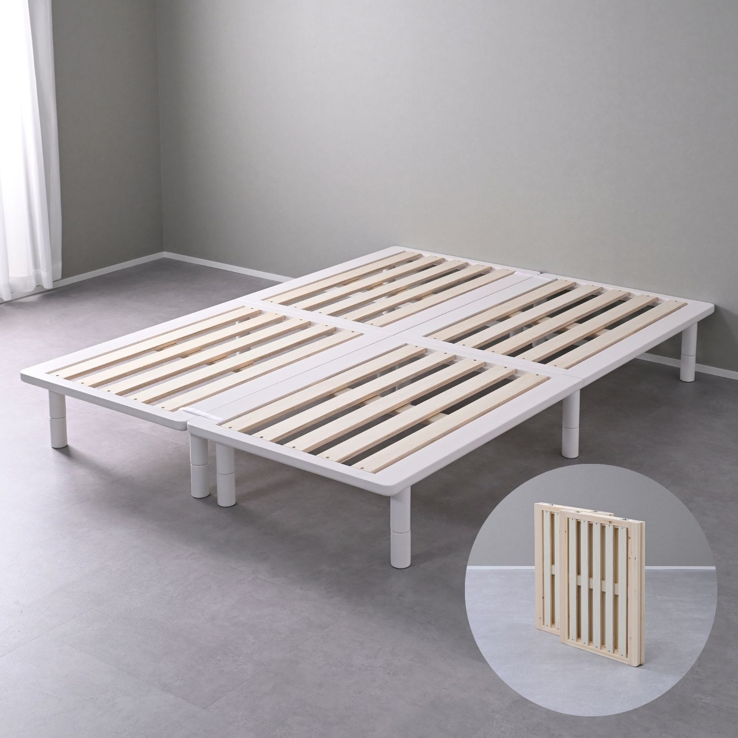 山善（YAMAZEN） ベッド ダブル すのこベッド ベッドフレーム 組立簡単