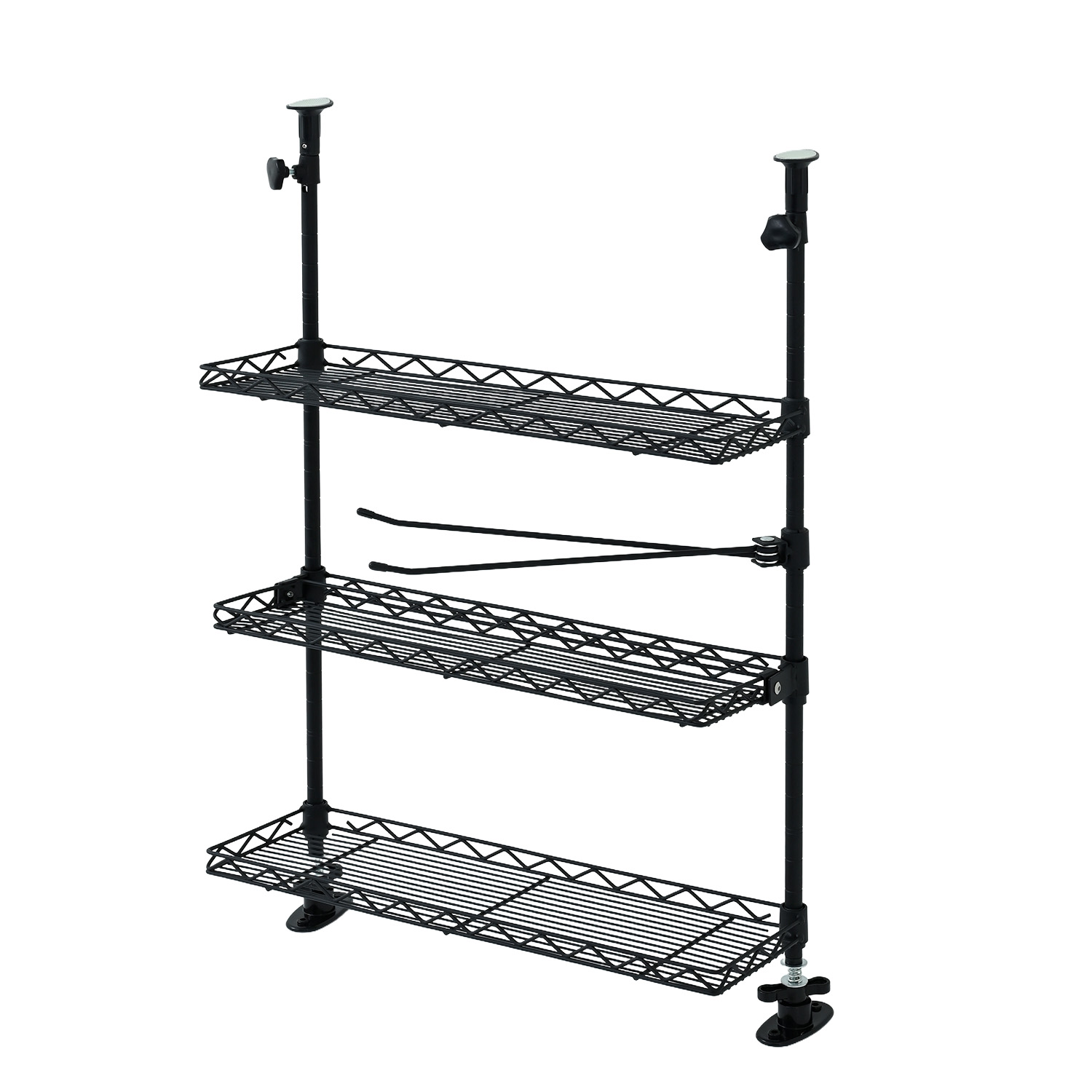 シンク上 突っ張り キッチンラック 幅45 シンクサイド 可動棚 跳ね上げ