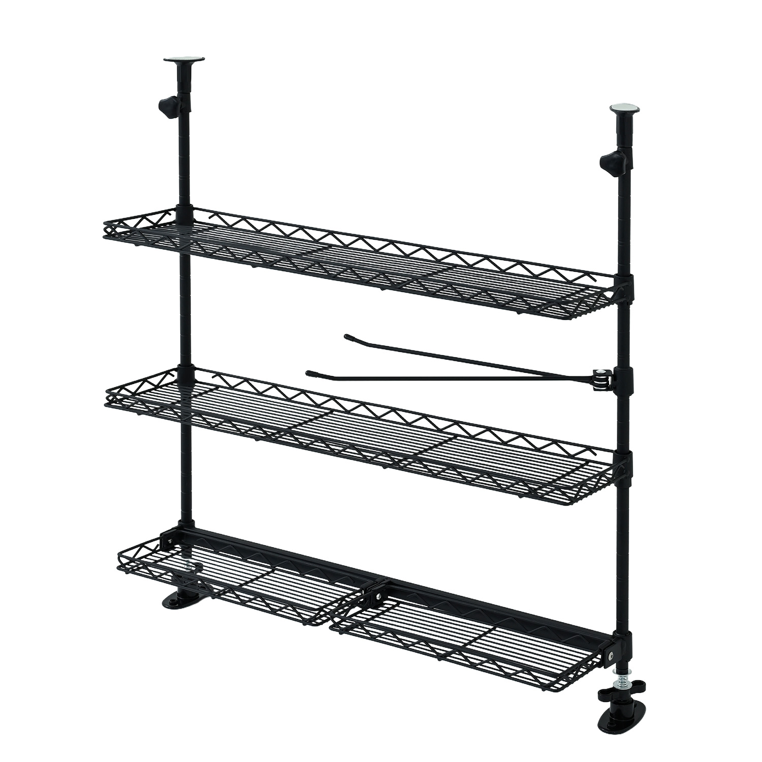 シンク上 突っ張り キッチンラック 幅60 シンクサイド 可動棚 跳ね上げ