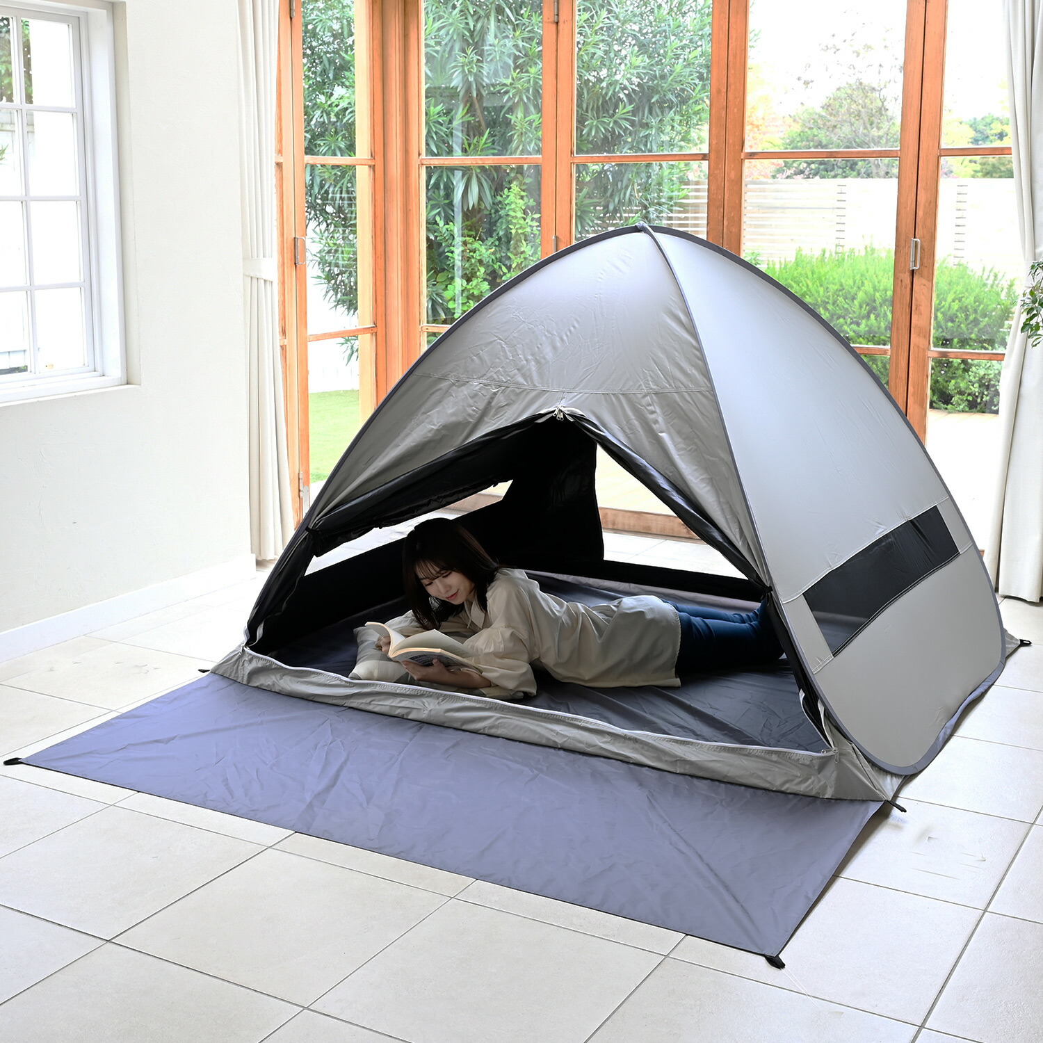 山善（YAMAZEN） ワンタッチテント フルクローズ 遮光率99.99％以上 4