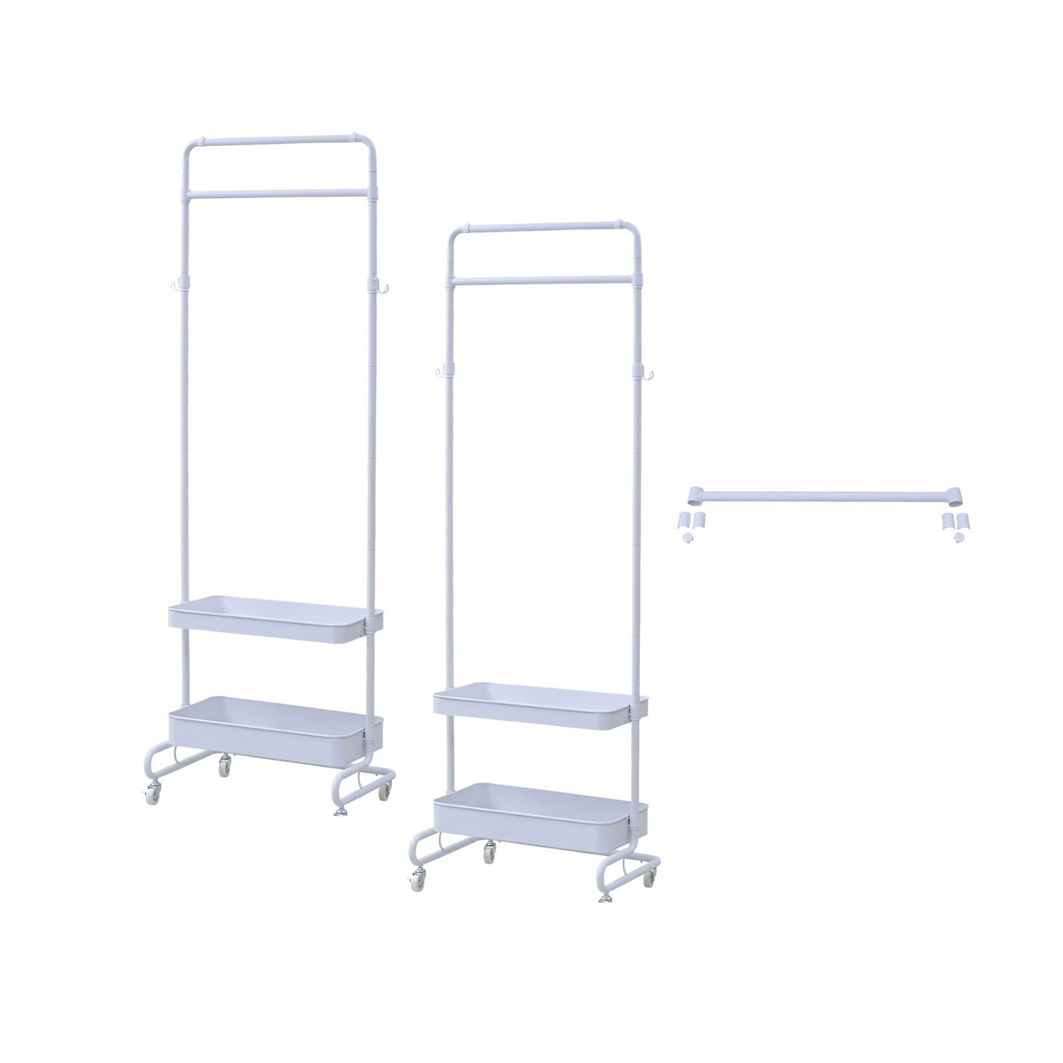 山善（YAMAZEN） ハンガーラック 2段 トローリーハンガー 2台+ハンガー